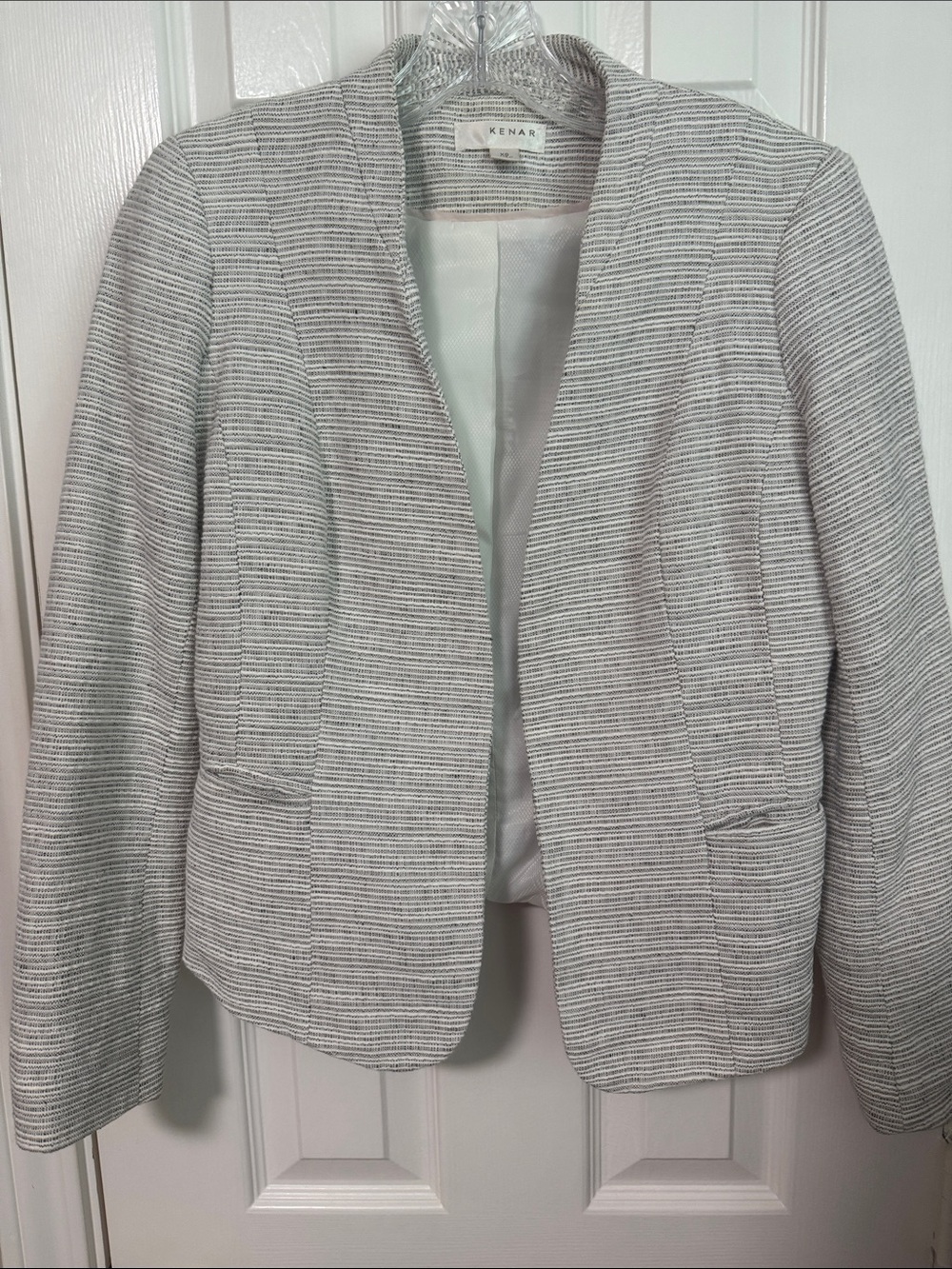 Kenar Light Gray Striped Open-Front Blazer